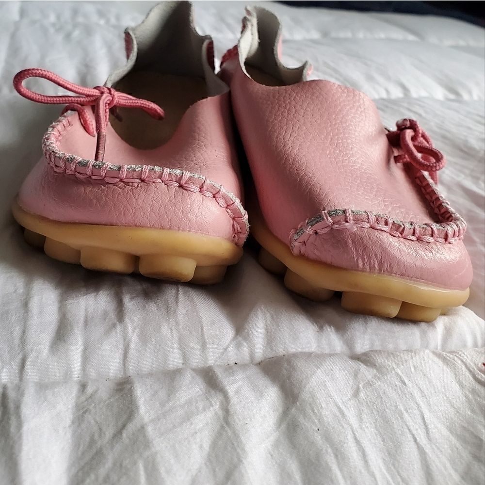 Slip on All Season Pink Moccasin Loafers - Picture 6 of 9